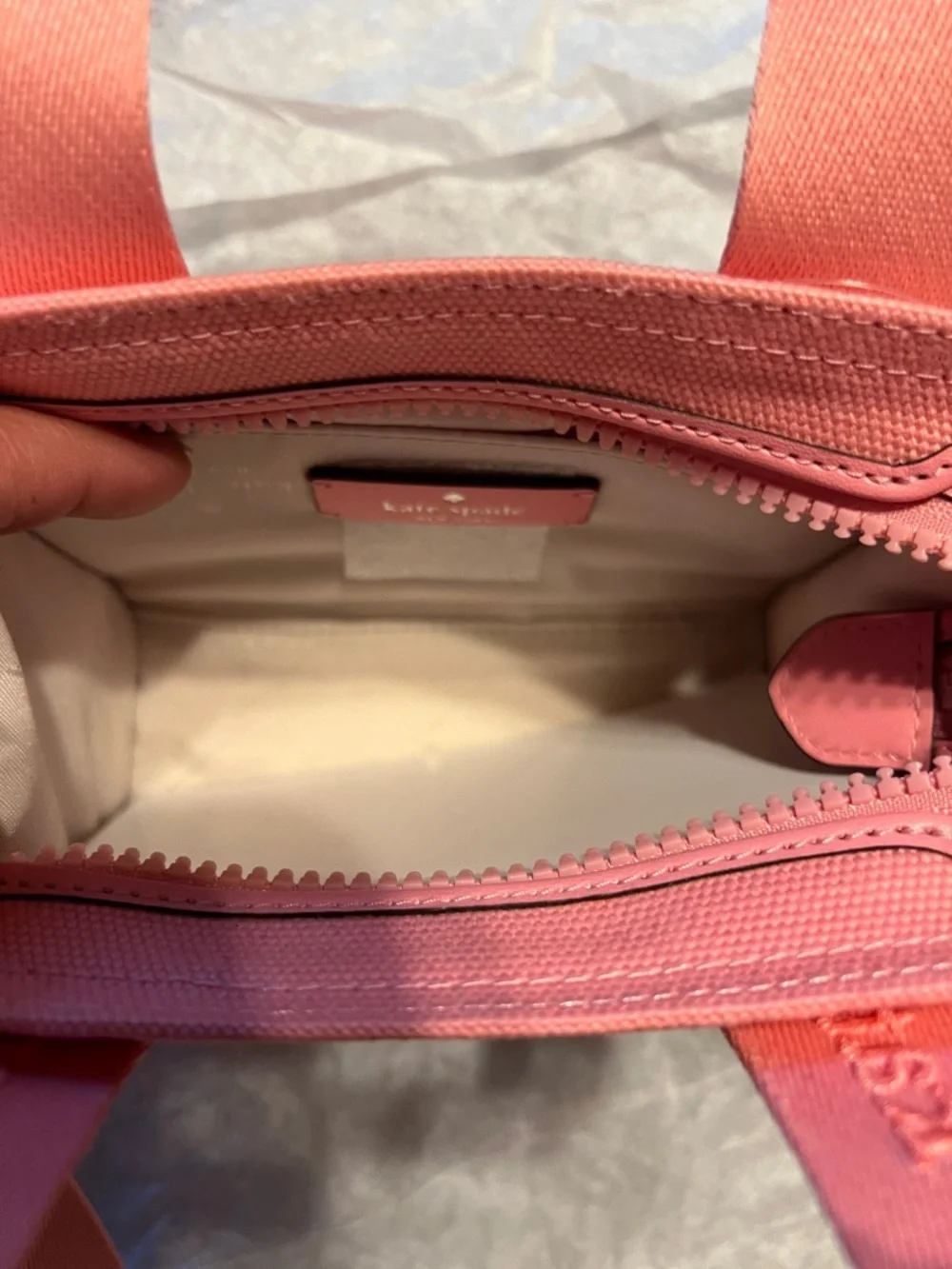 kate spade mini tote KL062 in color grapefruit x24 KIP Canvas Crossbody Tote